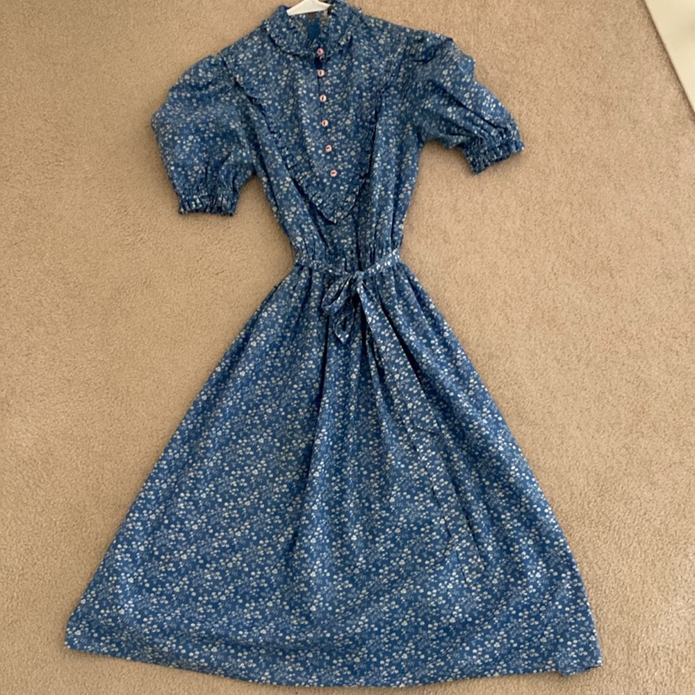 Vintage Samuel Blue Women's Dress  - Blue - 1980's Size 6